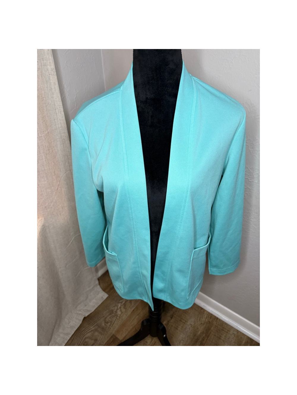 Vintage Haband for Her Aqua Open Front Cardigan Large